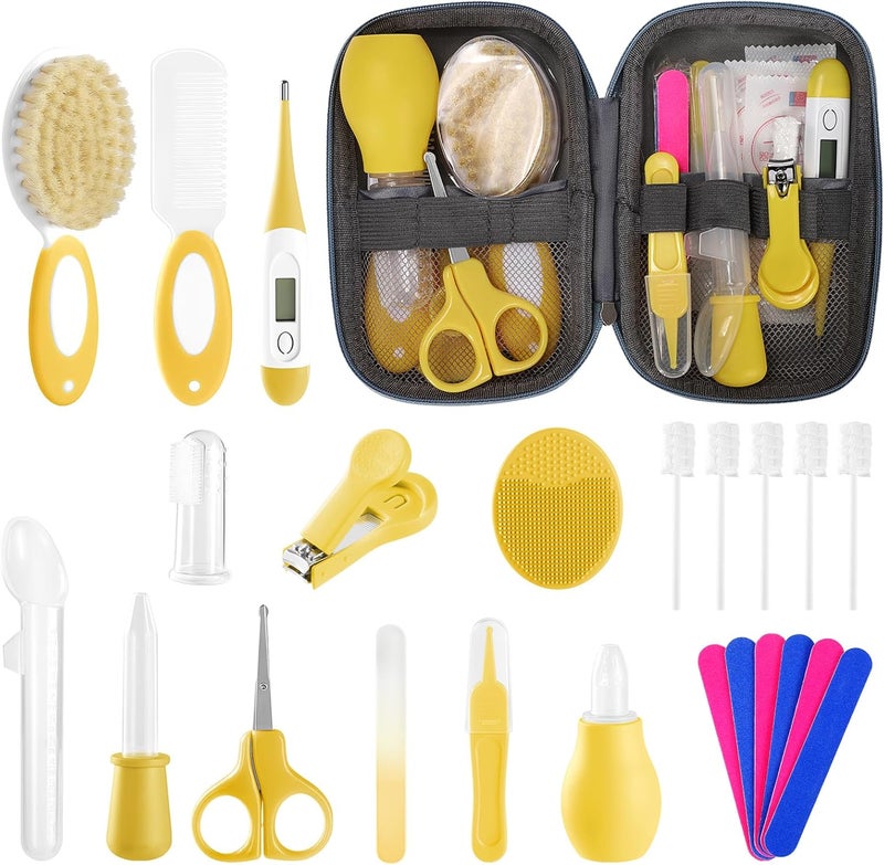 POPYJAN Baby Healthcare and Grooming Kit for Newborn Kids, 24PCS Upgraded Safety Baby Care Kit, Newborn Nursery Health Care Set, Baby Care Products (Yellow) - Image 1